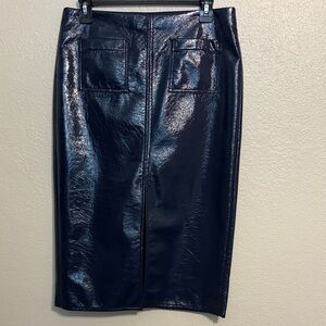 J. Crew Shiny Dark Blue Pencil Skirt